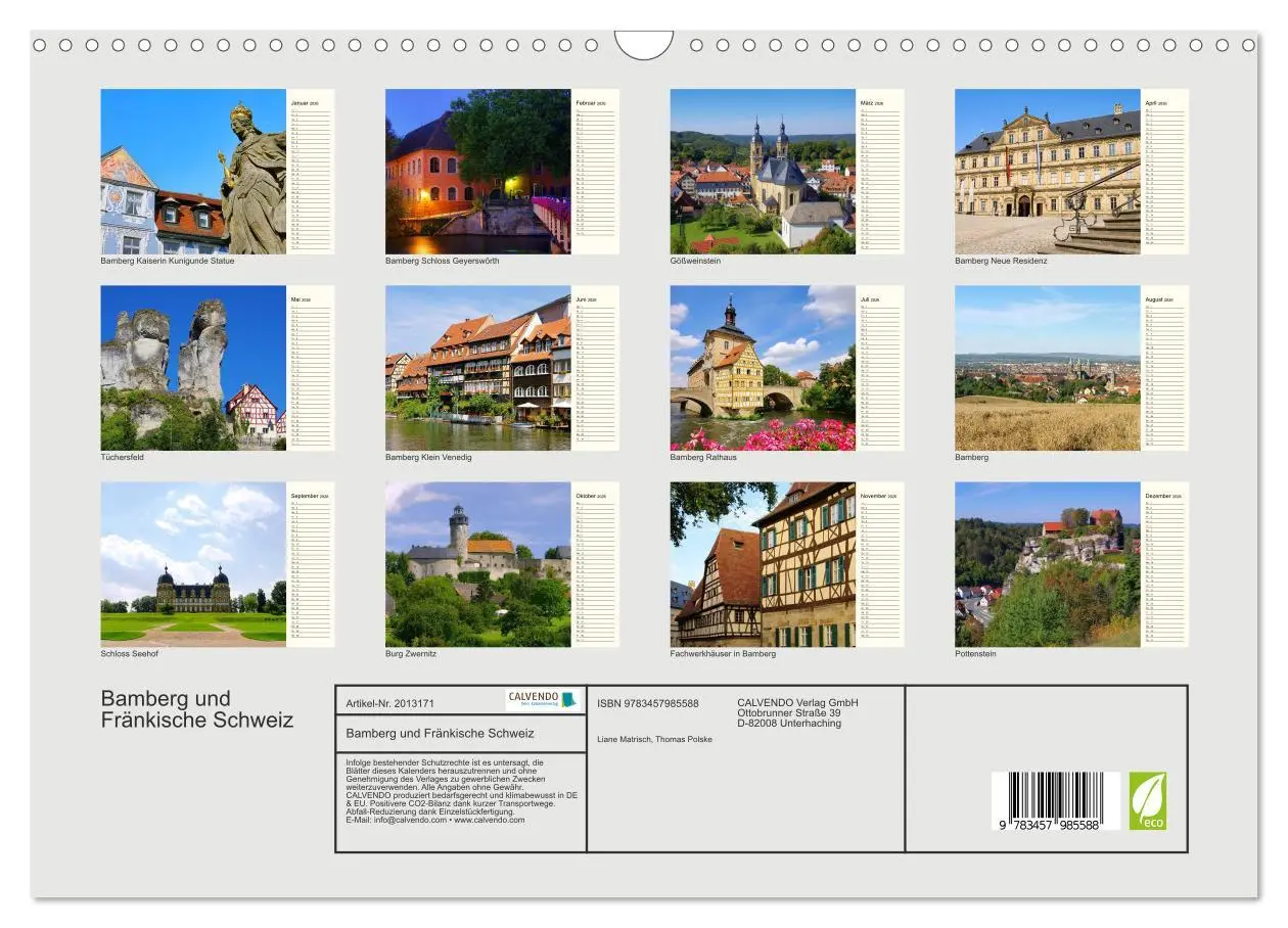Bild: 9783457985588 | Bamberg und Fränkische Schweiz (Wandkalender 2026 DIN A3 quer),...