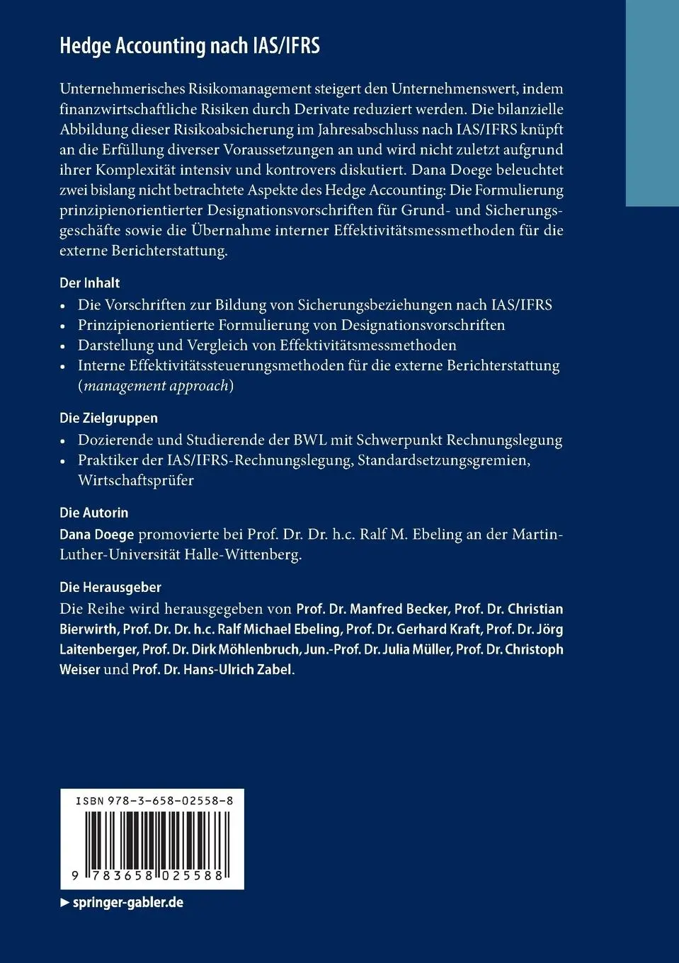 Rückseite: 9783658025588 | Hedge Accounting nach IAS/IFRS | Dana Doege | Taschenbuch | xxiii