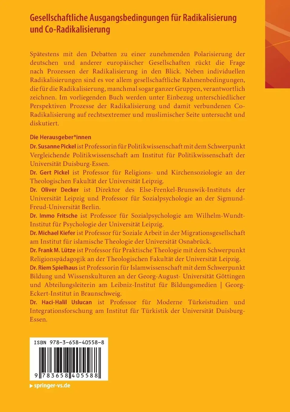 Rückseite: 9783658405588 | Gesellschaftliche Ausgangsbedingungen für Radikalisierung und...