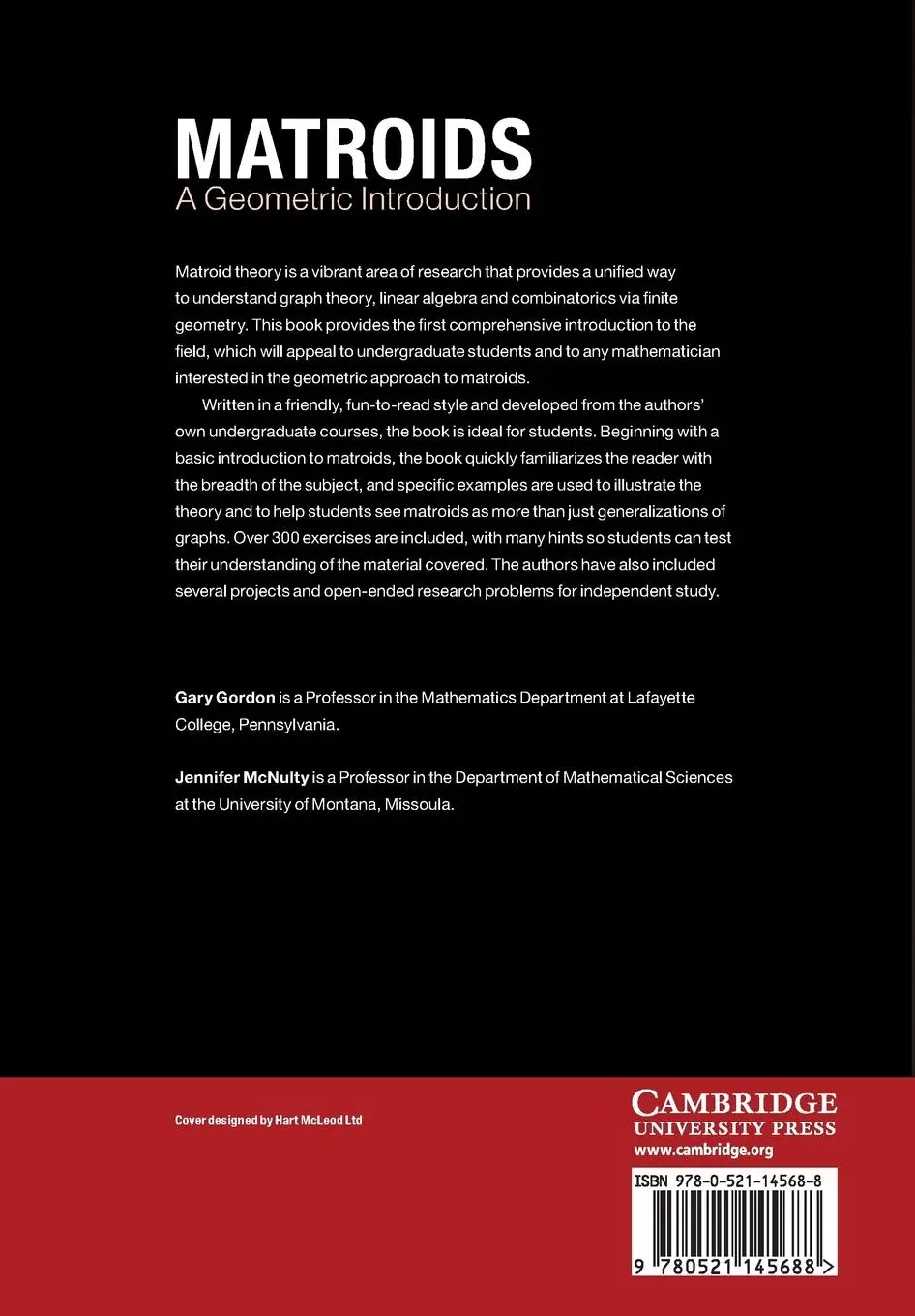 Rückseite: 9780521145688 | Matroids | A Geometric Introduction | Gary Gordon (u. a.) | Buch