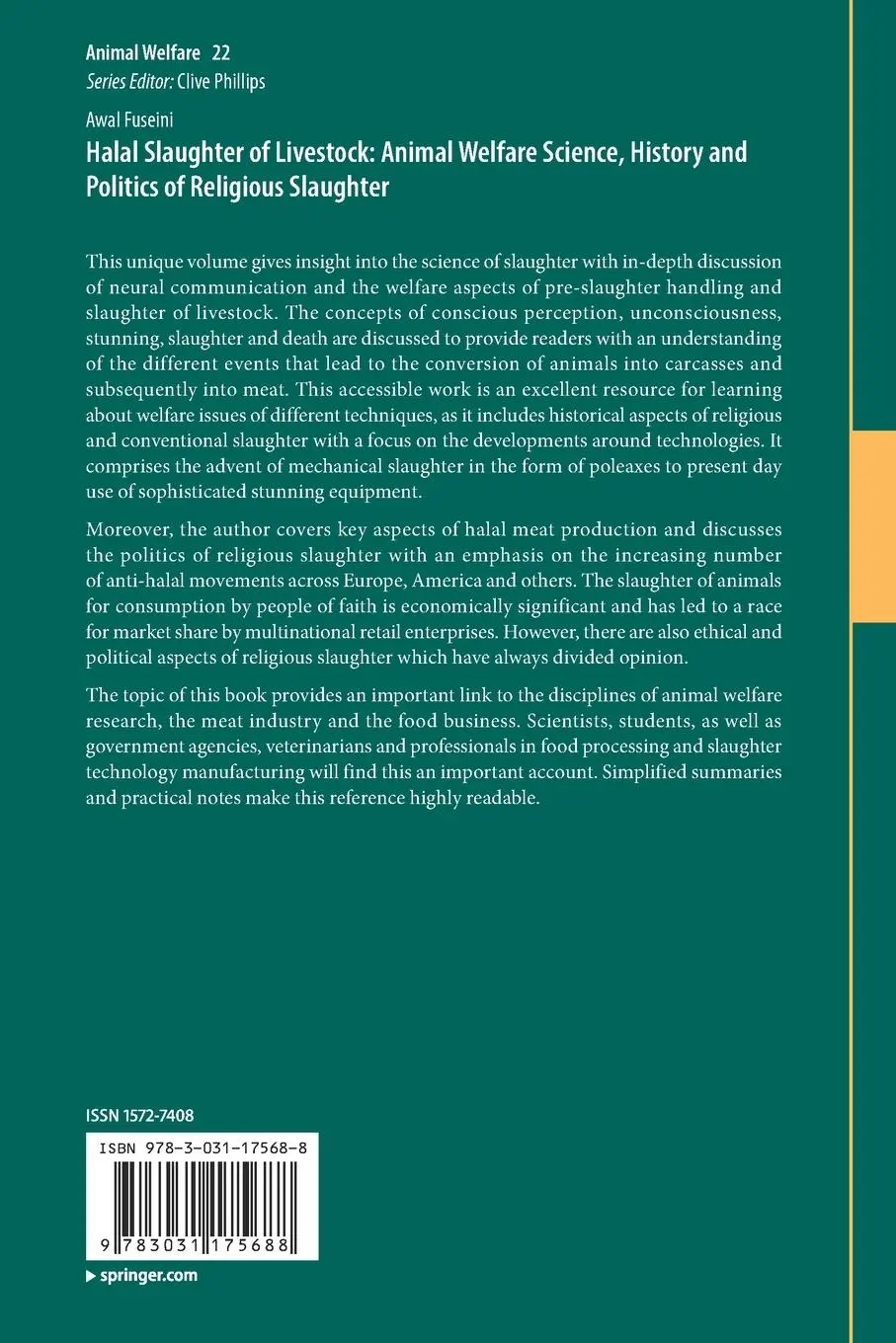 Rückseite: 9783031175688 | Halal Slaughter of Livestock: Animal Welfare Science, History and...