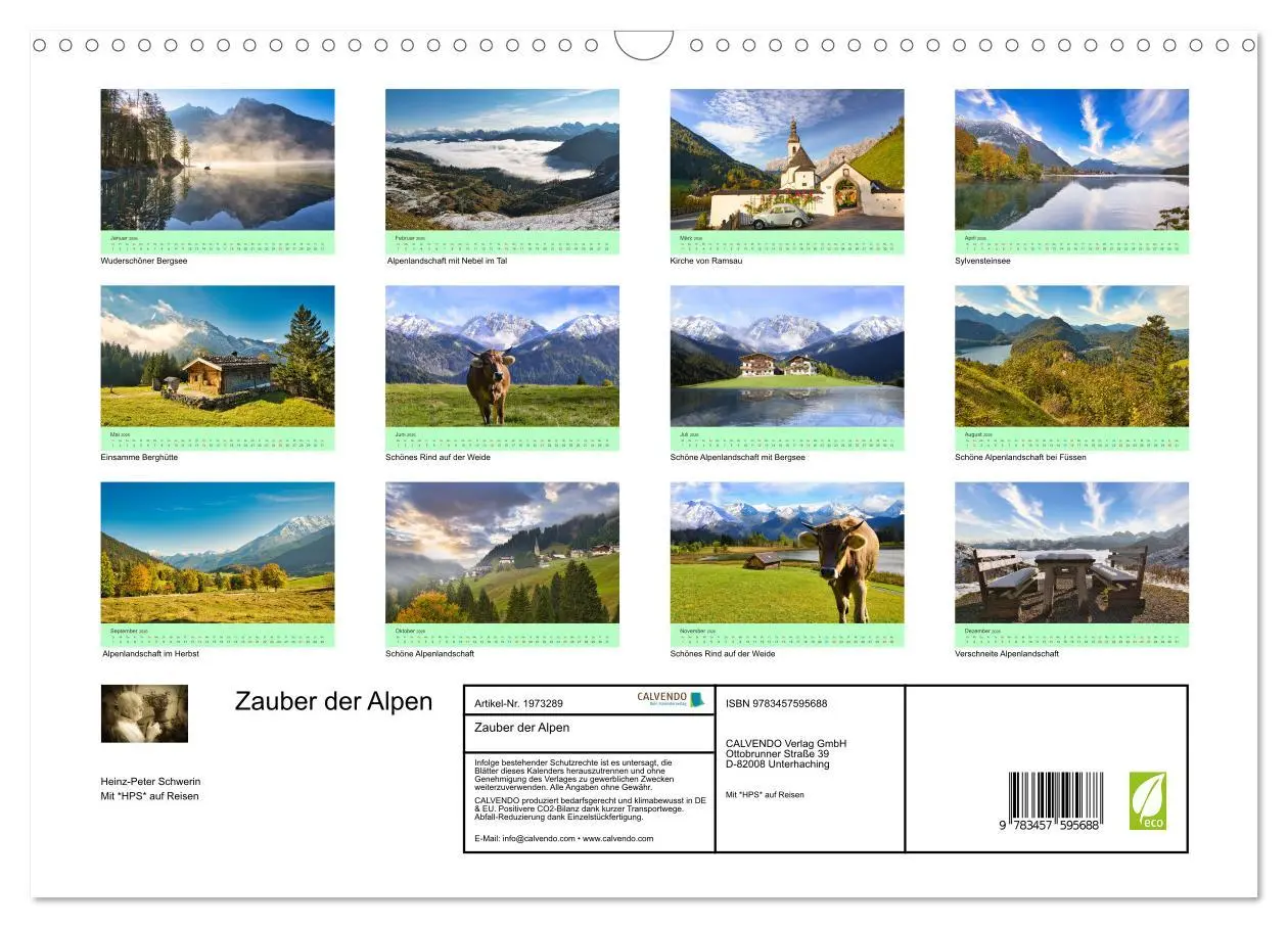Bild: 9783457595688 | Zauber der Alpen (Wandkalender 2026 DIN A3 quer), CALVENDO...