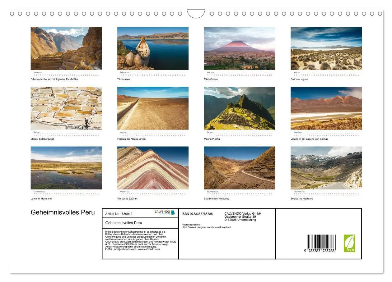Bild: 9783383785788 | Geheimnisvolles Peru (Wandkalender 2025 DIN A3 quer), CALVENDO...