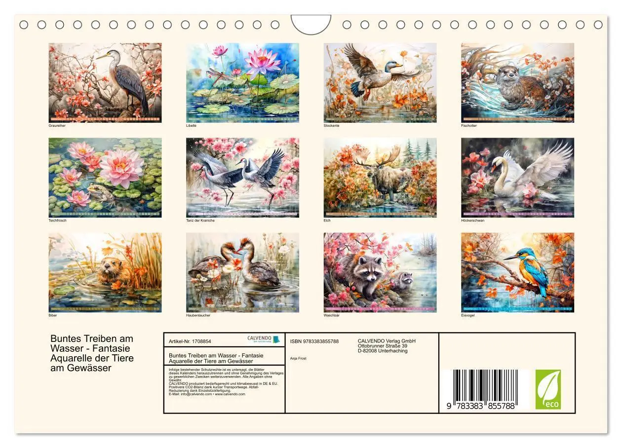 Bild: 9783383855788 | Buntes Treiben am Wasser - Fantasie Aquarelle der Tiere am Gewässer...