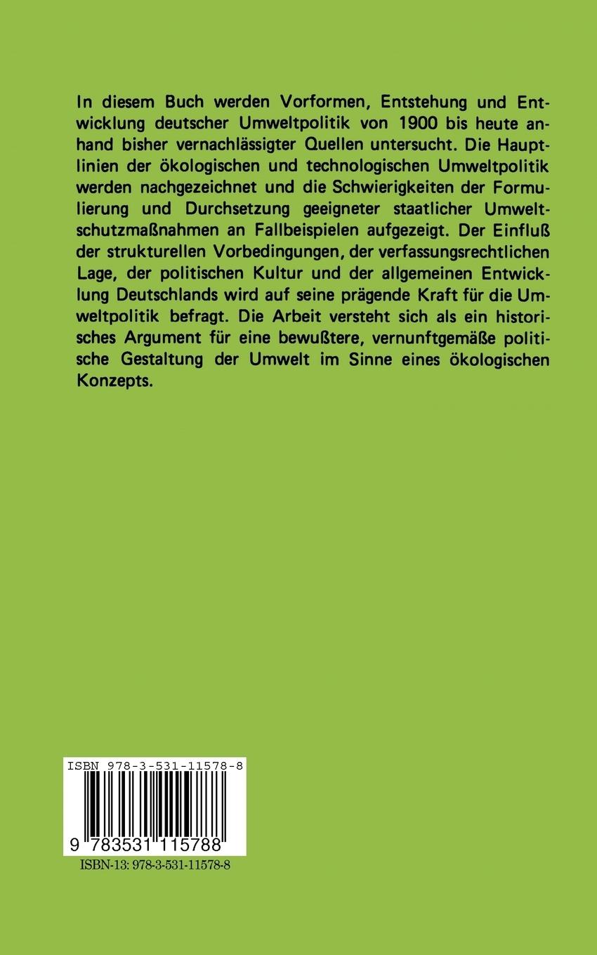 Rückseite: 9783531115788 | Umweltpolitik in Deutschland | Klaus-Georg Wey | Taschenbuch | 255 S.