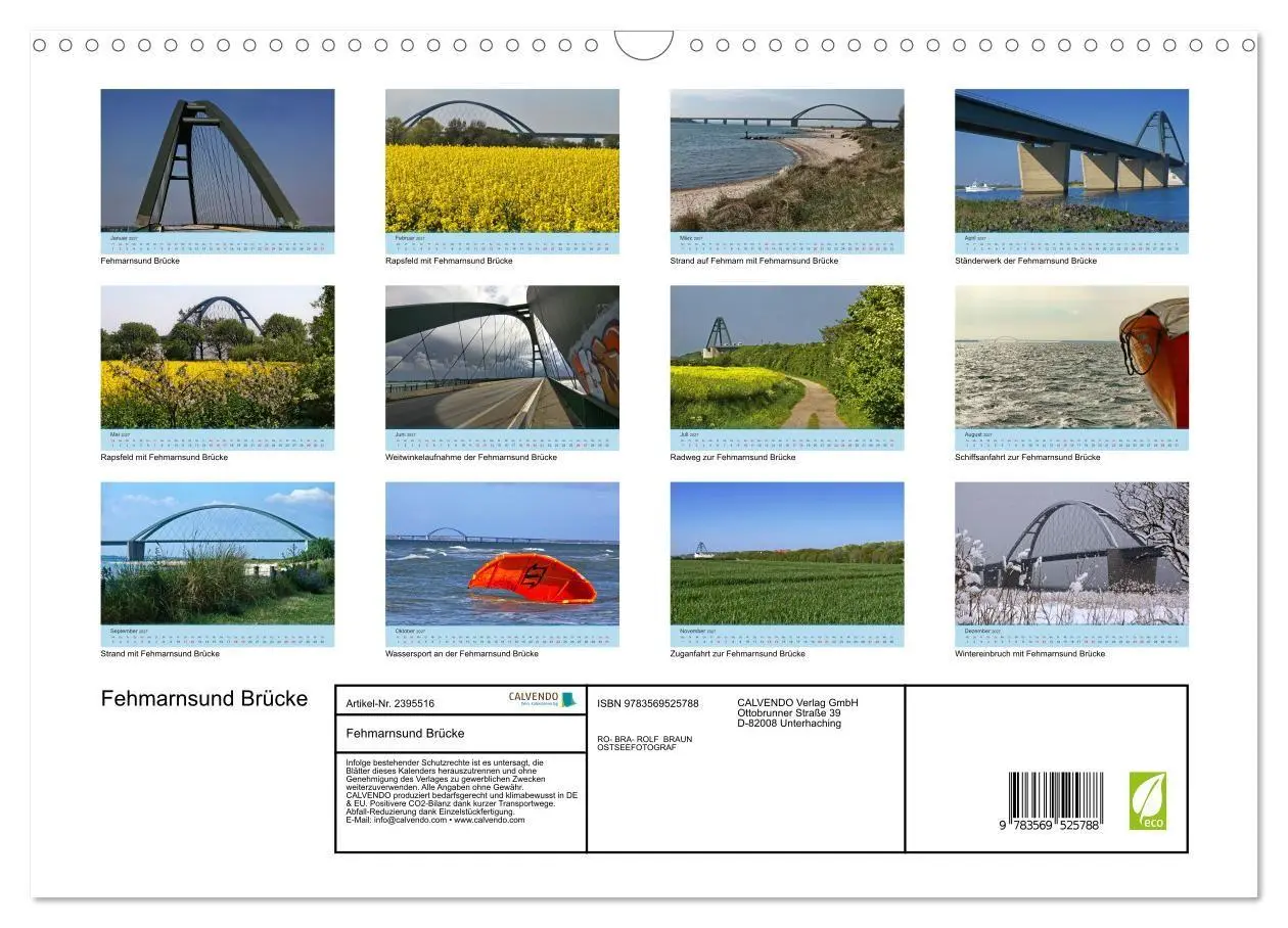 Bild: 9783569525788 | Fehmarnsund Brücke (Wandkalender 2027 DIN A3 quer), CALVENDO...