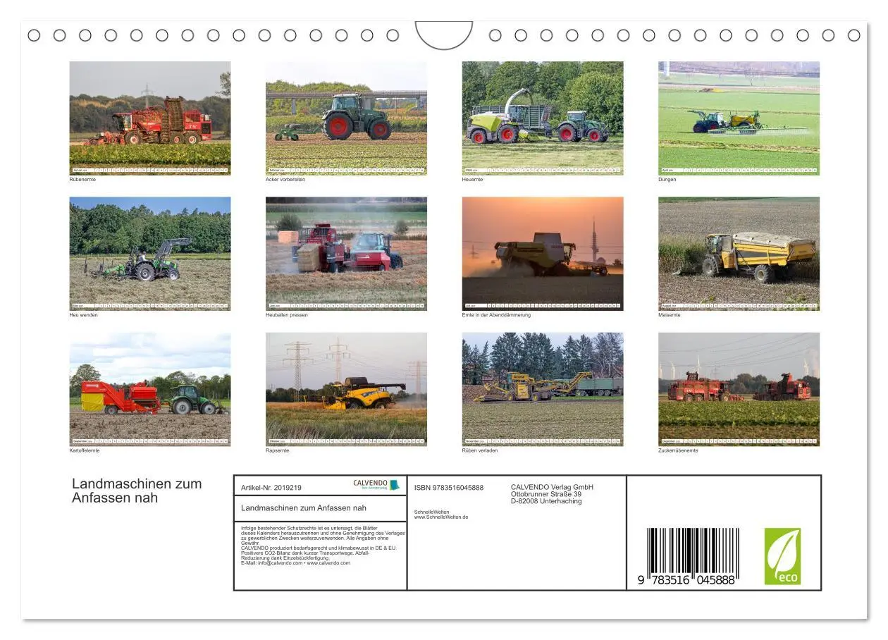Bild: 9783516045888 | Landmaschinen zum Anfassen nah (Wandkalender 2026 DIN A4 quer),...