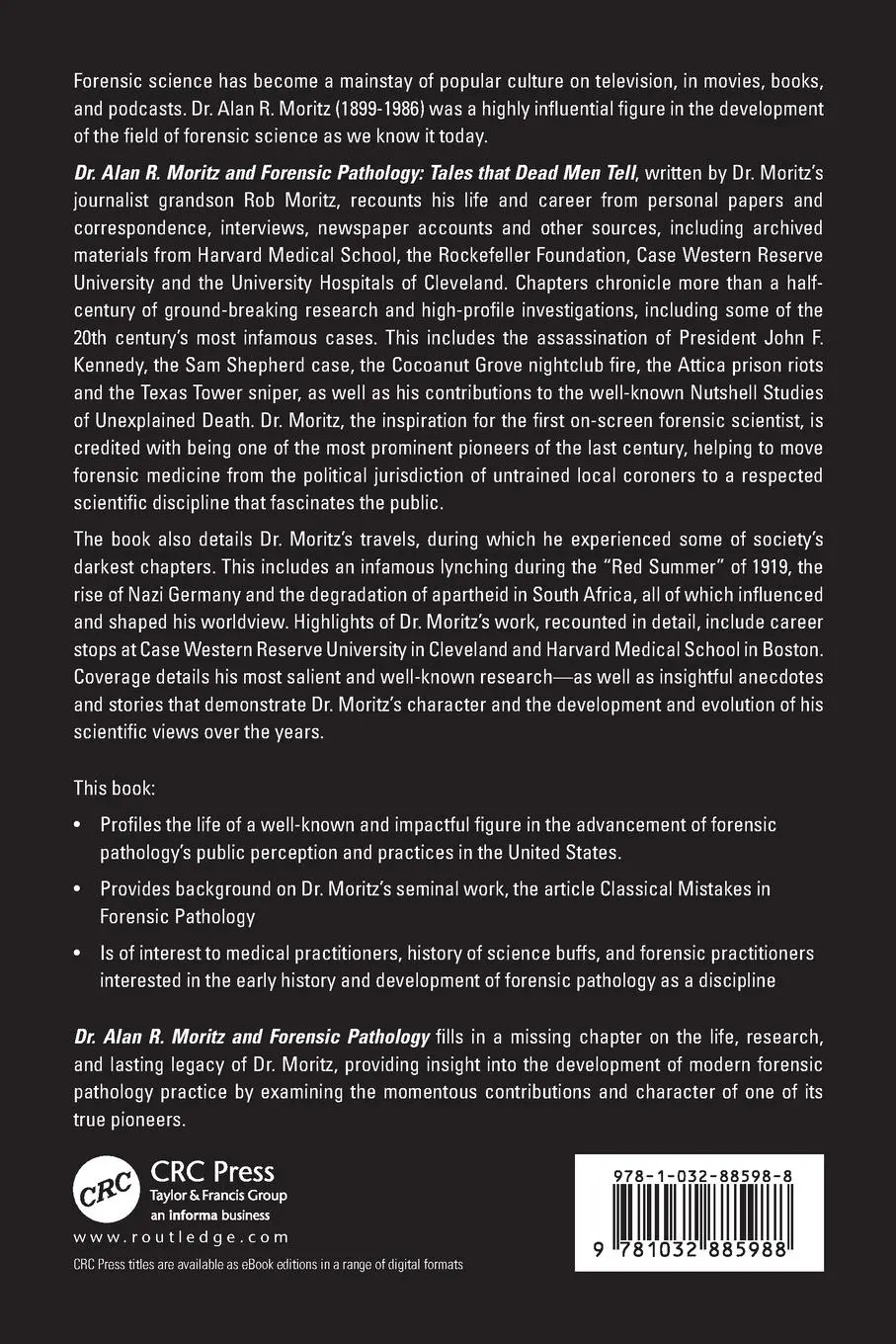 Rückseite: 9781032885988 | Dr. Alan R. Moritz and Forensic Pathology | Tales That Dead Men Tell