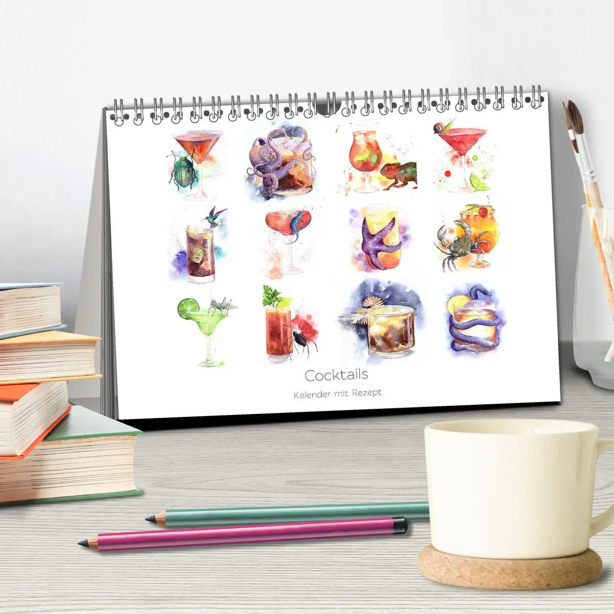 Bild: 9783435095988 | Cocktails Kalender mit Rezept (Tischkalender 2025 DIN A5 quer),...