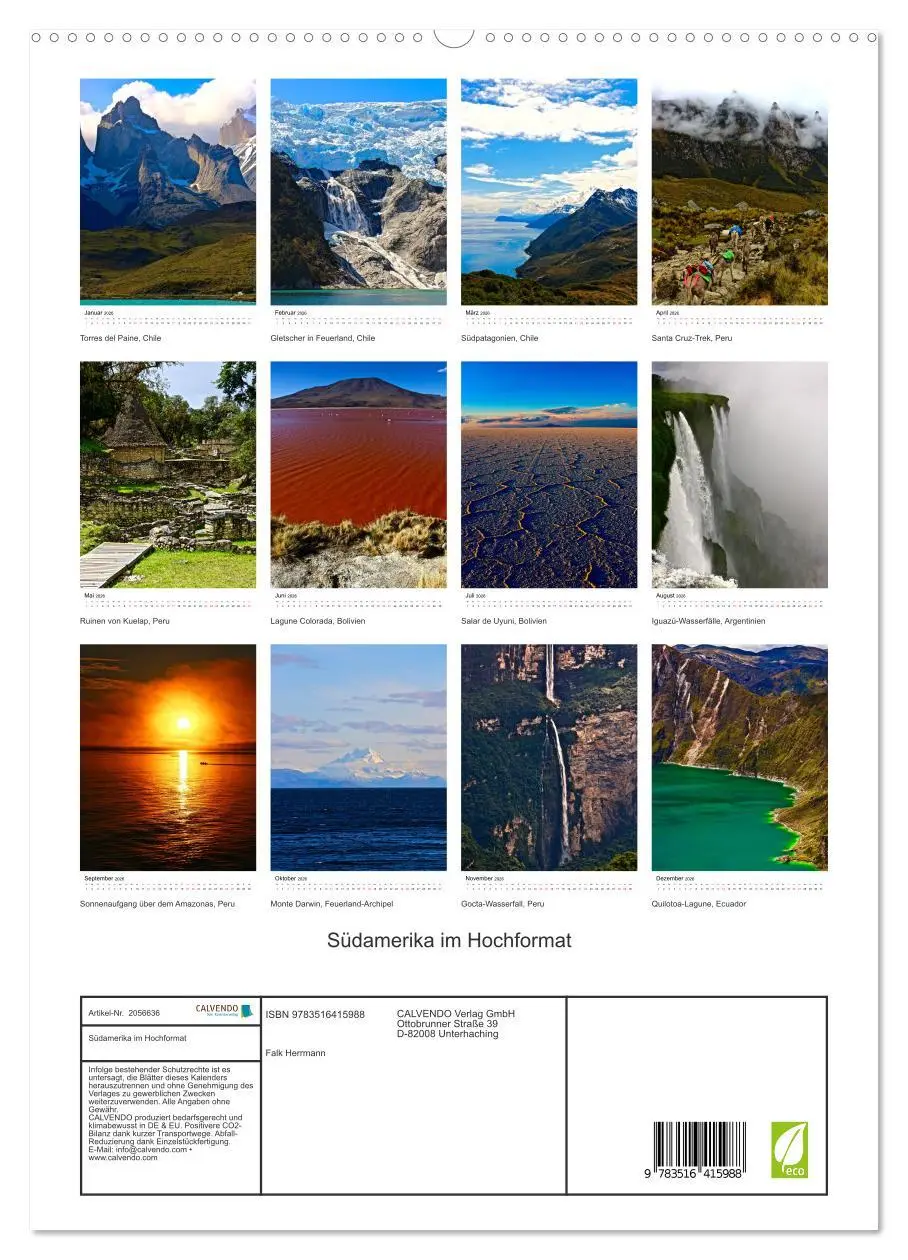 Bild: 9783516415988 | Südamerika im Hochformat (hochwertiger Premium Wandkalender 2026...