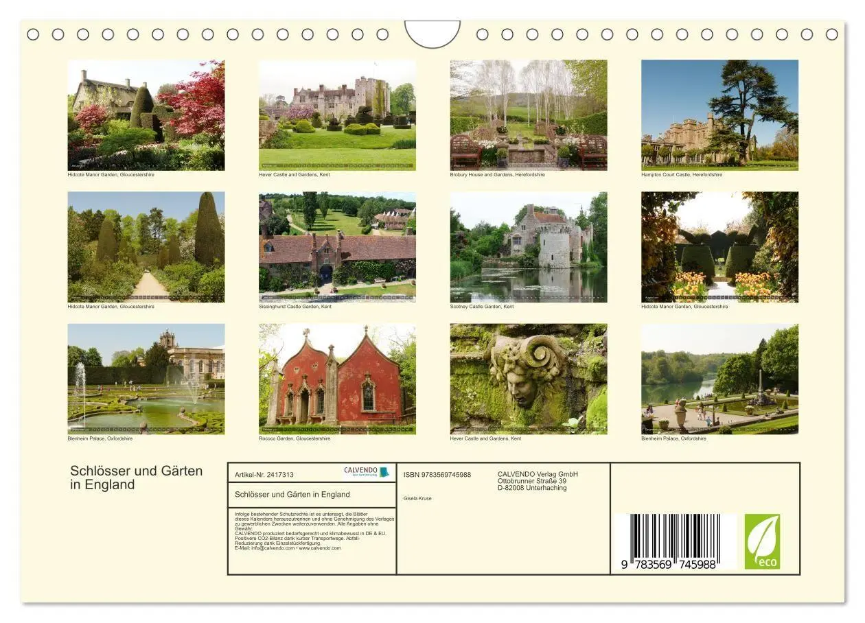 Bild: 9783569745988 | Schlösser und Gärten in England (Wandkalender 2027 DIN A4 quer),...