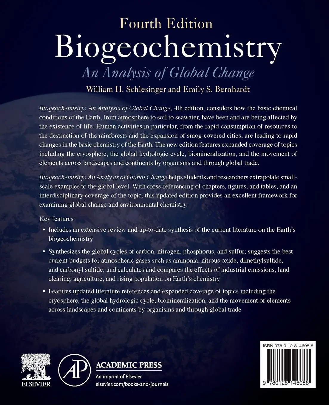 Rückseite: 9780128146088 | Biogeochemistry | An Analysis of Global Change | Bernhardt (u. a.)