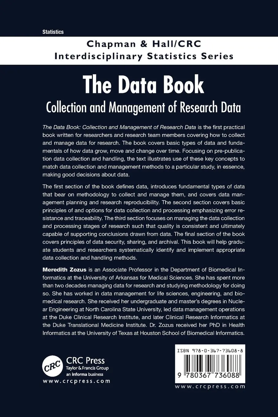 Rückseite: 9780367736088 | The Data Book | Collection and Management of Research Data | Zozus