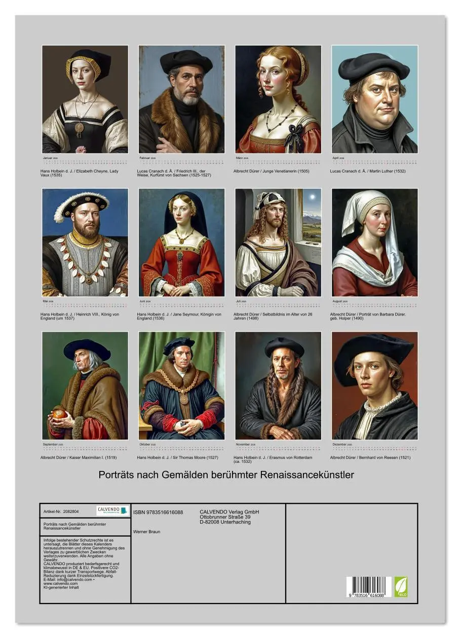 Bild: 9783516616088 | Porträts nach Gemälden berühmter Renaissancekünstler (Wandkalender...