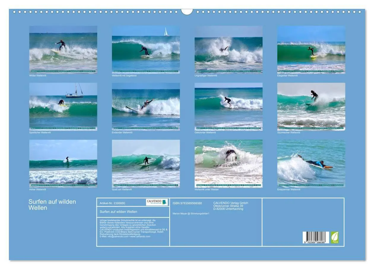 Bild: 9783569566088 | Surfen auf wilden Wellen (Wandkalender 2027 DIN A2 quer), CALVENDO...