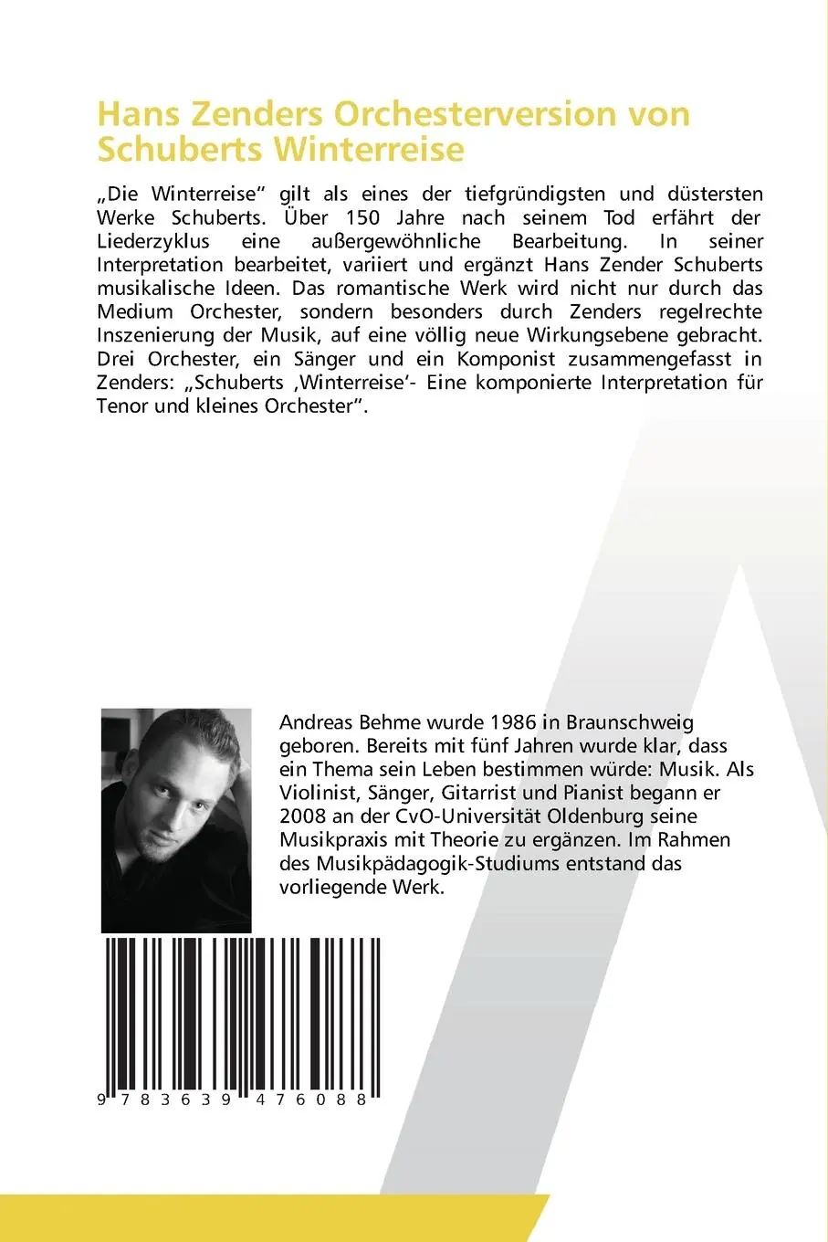 Rückseite: 9783639476088 | Hans Zenders Orchesterversion von Schuberts Winterreise | Behme | Buch