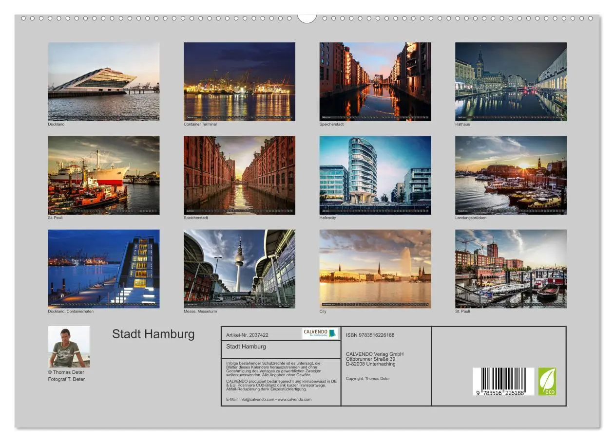 Bild: 9783516226188 | Stadt Hamburg (hochwertiger Premium Wandkalender 2026 DIN A2 quer),...