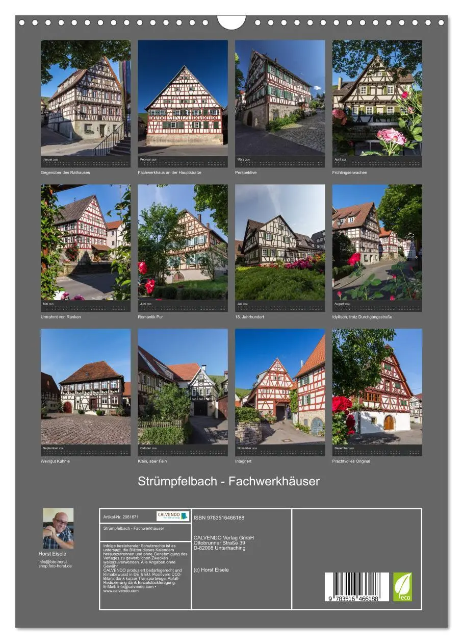 Bild: 9783516466188 | Strümpfelbach - Fachwerkhäuser (Wandkalender 2026 DIN A3 hoch),...