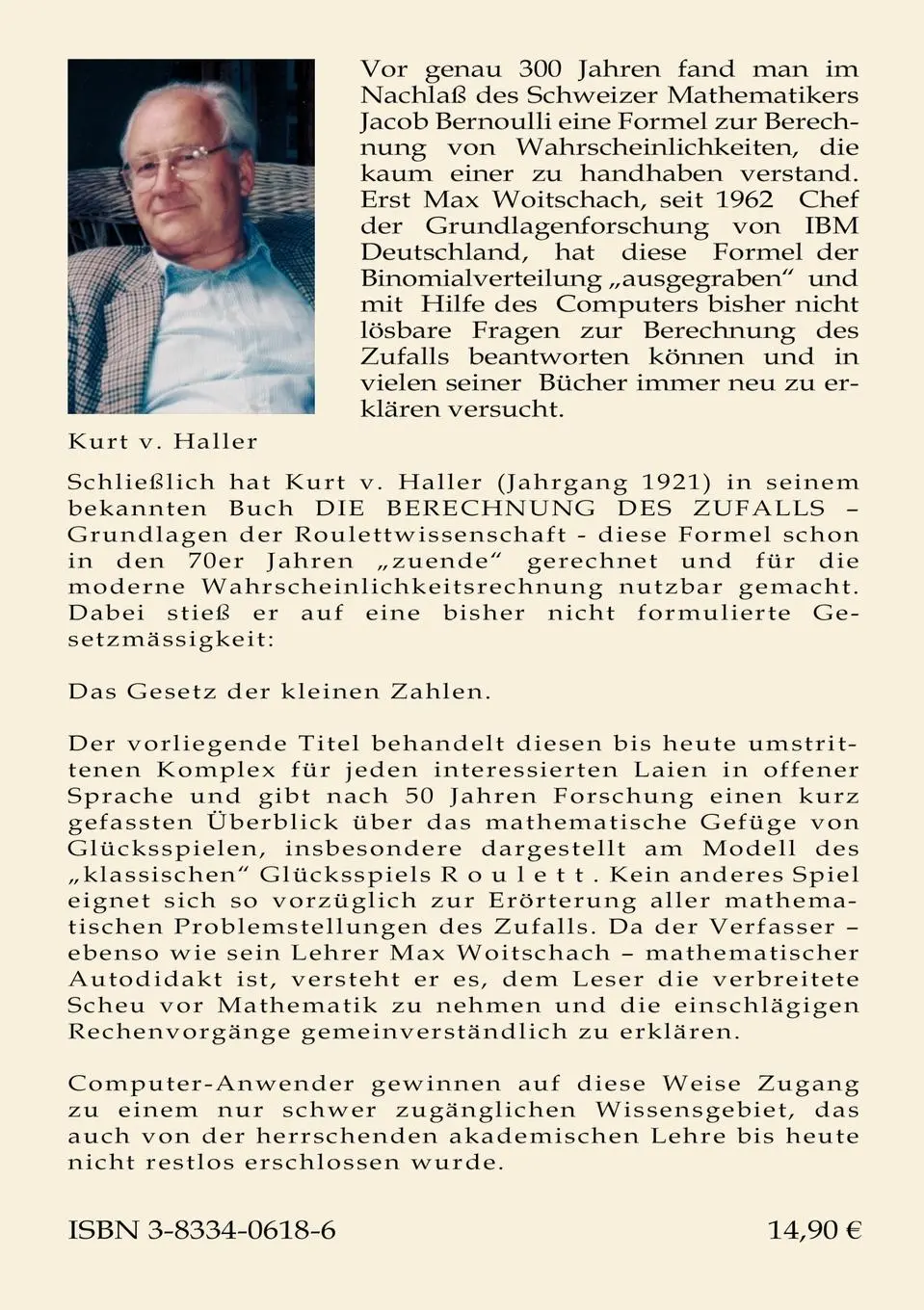 Rückseite: 9783833406188 | Das Gesetz der kleinen Zahlen | Wie sich der Zufall berechnen läßt