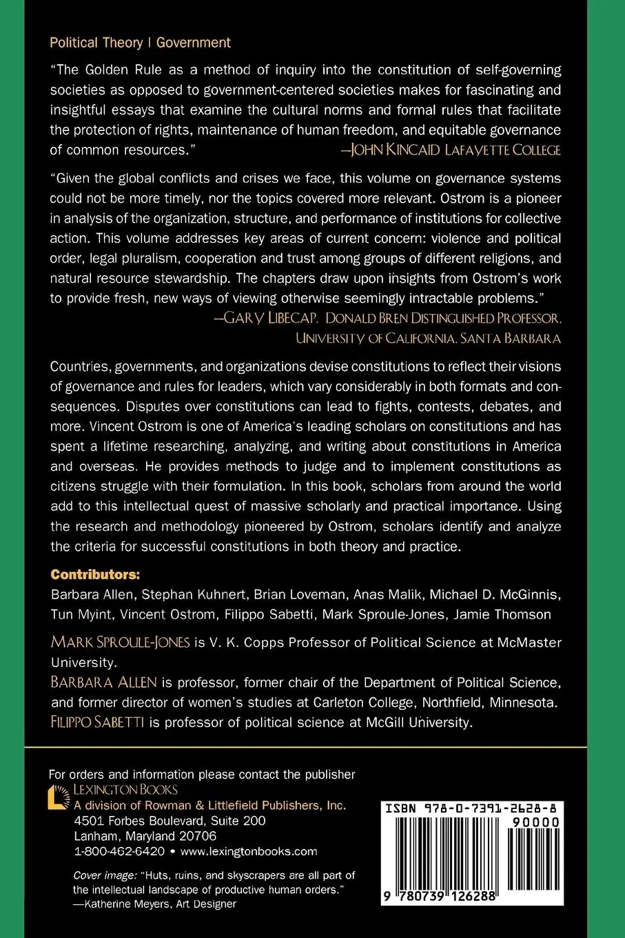 Rückseite: 9780739126288 | Struggle to Constitute and Sustain Productive Orders | Taschenbuch