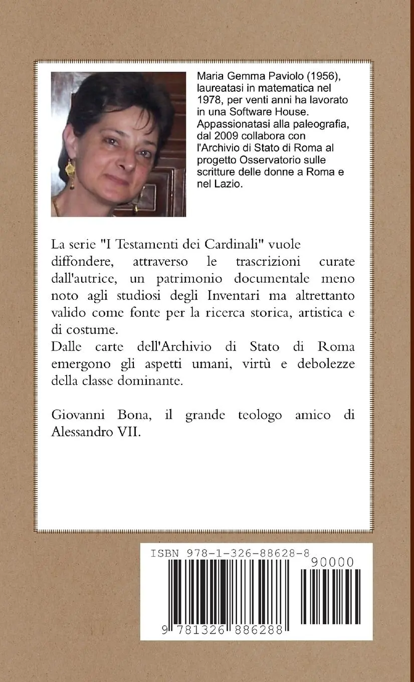 Rückseite: 9781326886288 | I Testamenti dei Cardinali | Giovanni Bona (1609-1674) | Paviolo