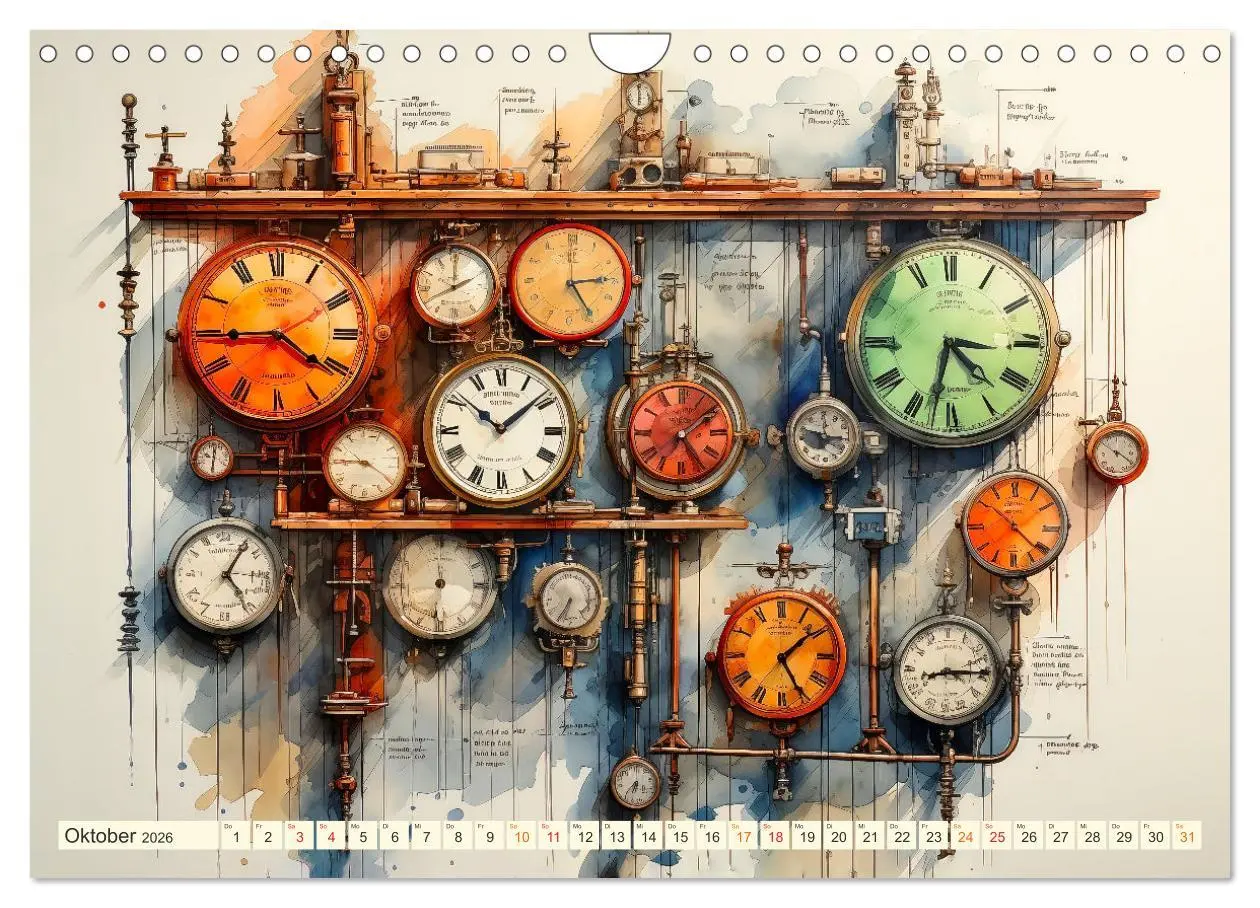 Bild: 9783457366288 | Uhren Uhrzeit (Wandkalender 2026 DIN A4 quer), CALVENDO Monatskalender