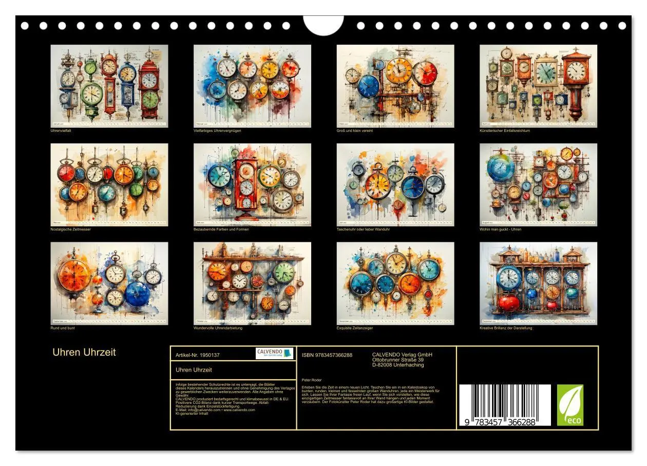 Bild: 9783457366288 | Uhren Uhrzeit (Wandkalender 2026 DIN A4 quer), CALVENDO Monatskalender