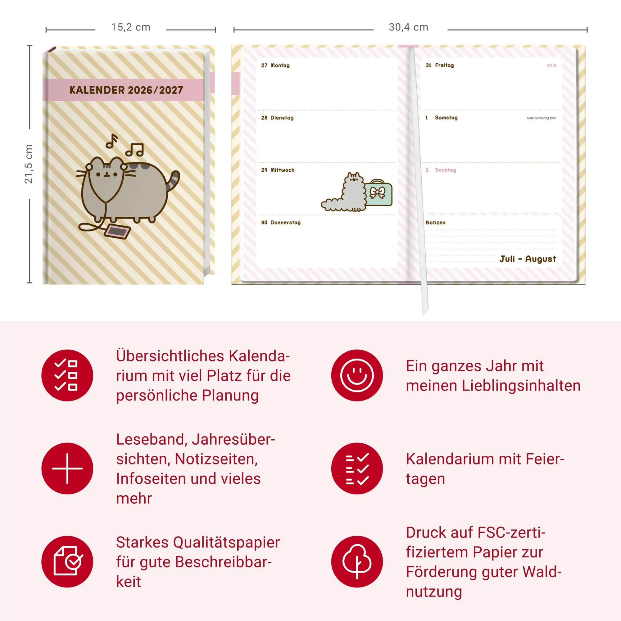 Bild: 9783756416288 | Pusheen 17-Monats-Kalenderbuch A5 2027 - 17 Monate. Von August 2026...