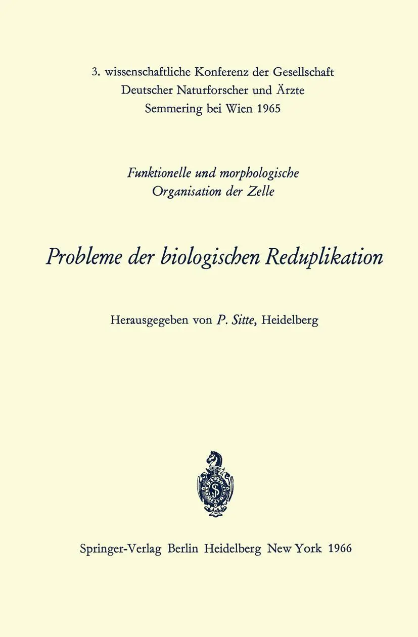 Cover: 9783540036388 | Probleme der biologischen Reduplikation | Peter Sitte | Taschenbuch