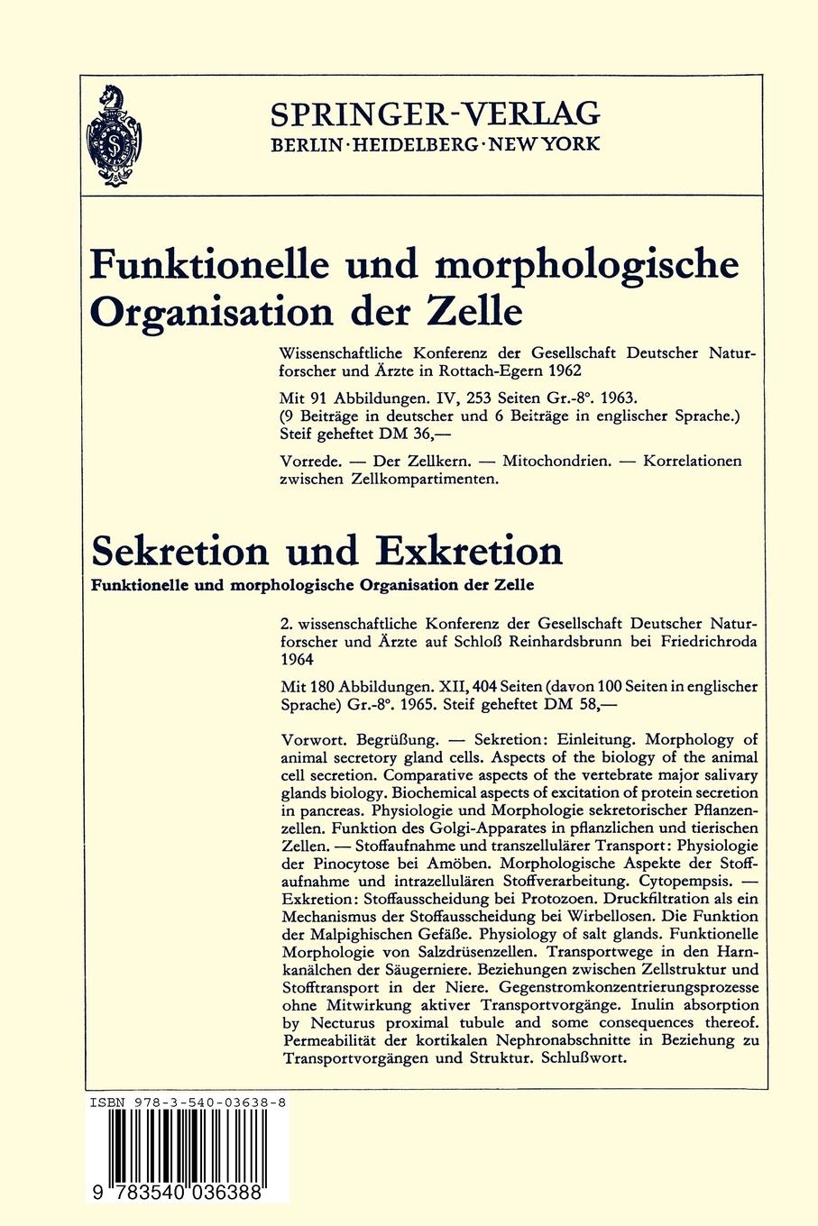 Rückseite: 9783540036388 | Probleme der biologischen Reduplikation | Peter Sitte | Taschenbuch