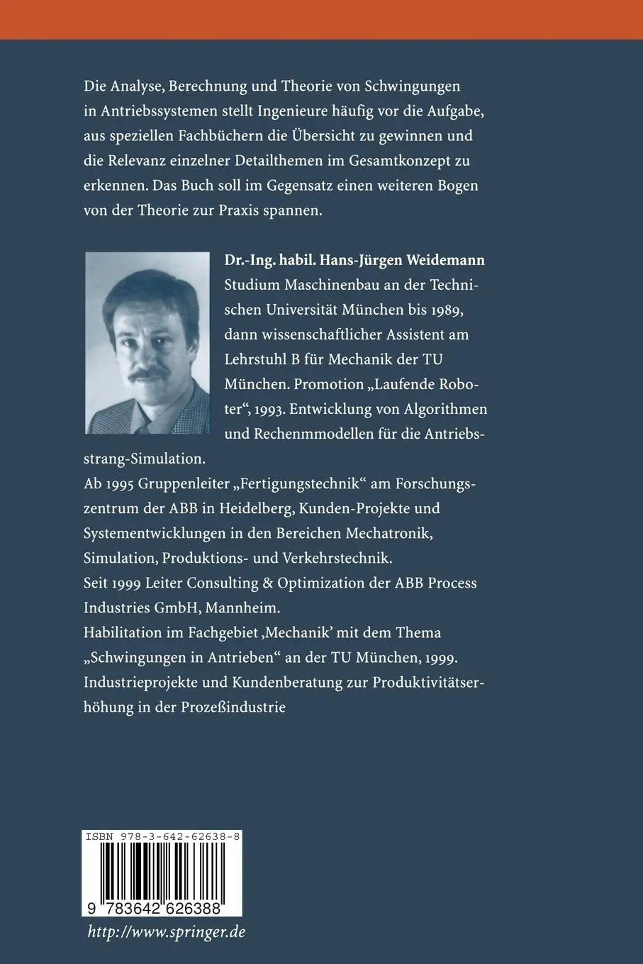 Rückseite: 9783642626388 | Schwingungsanalyse in der Antriebstechnik | Hans-Jürgen Weidemann