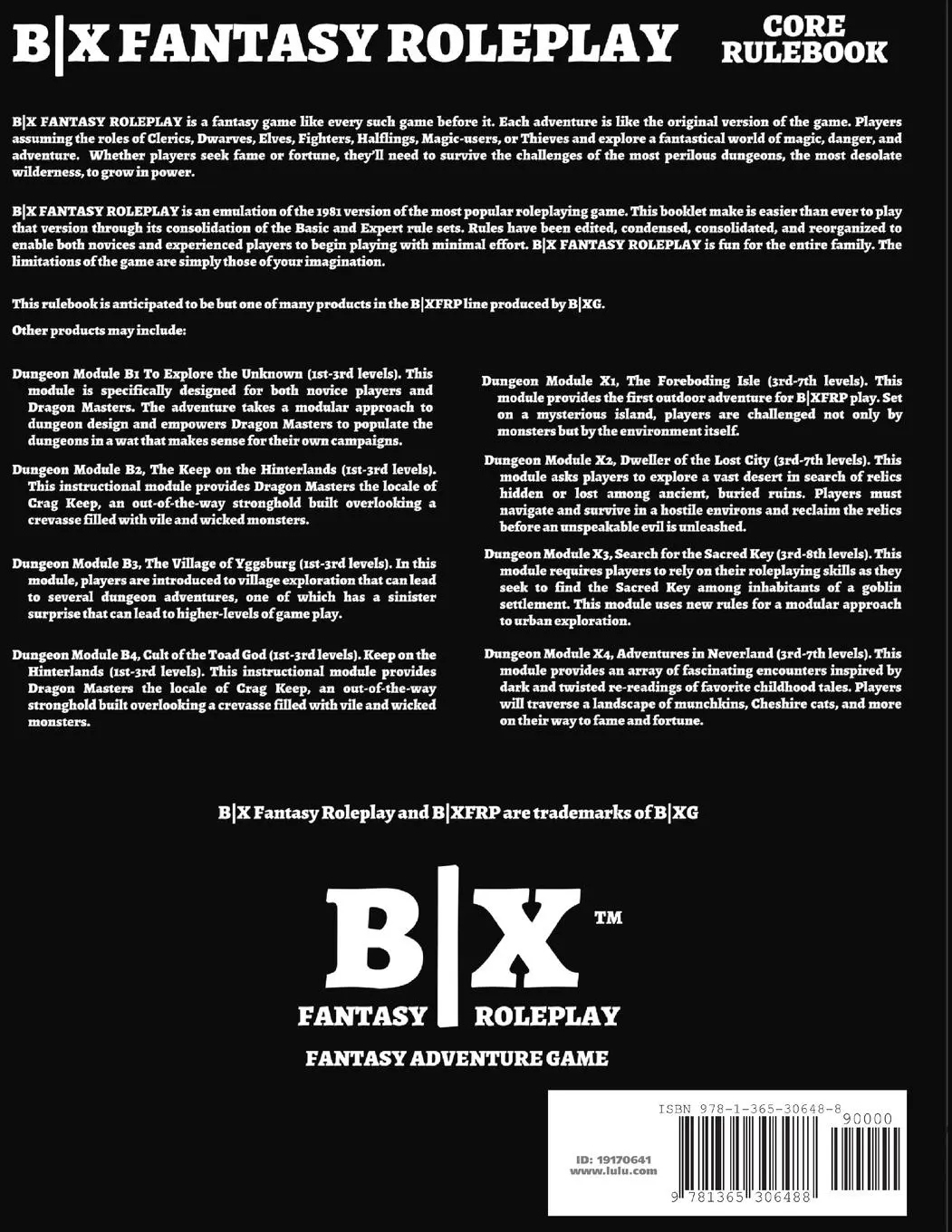 Rückseite: 9781365306488 | B X Fantasy Roleplay | J Alexander Lloyd | Taschenbuch | Englisch