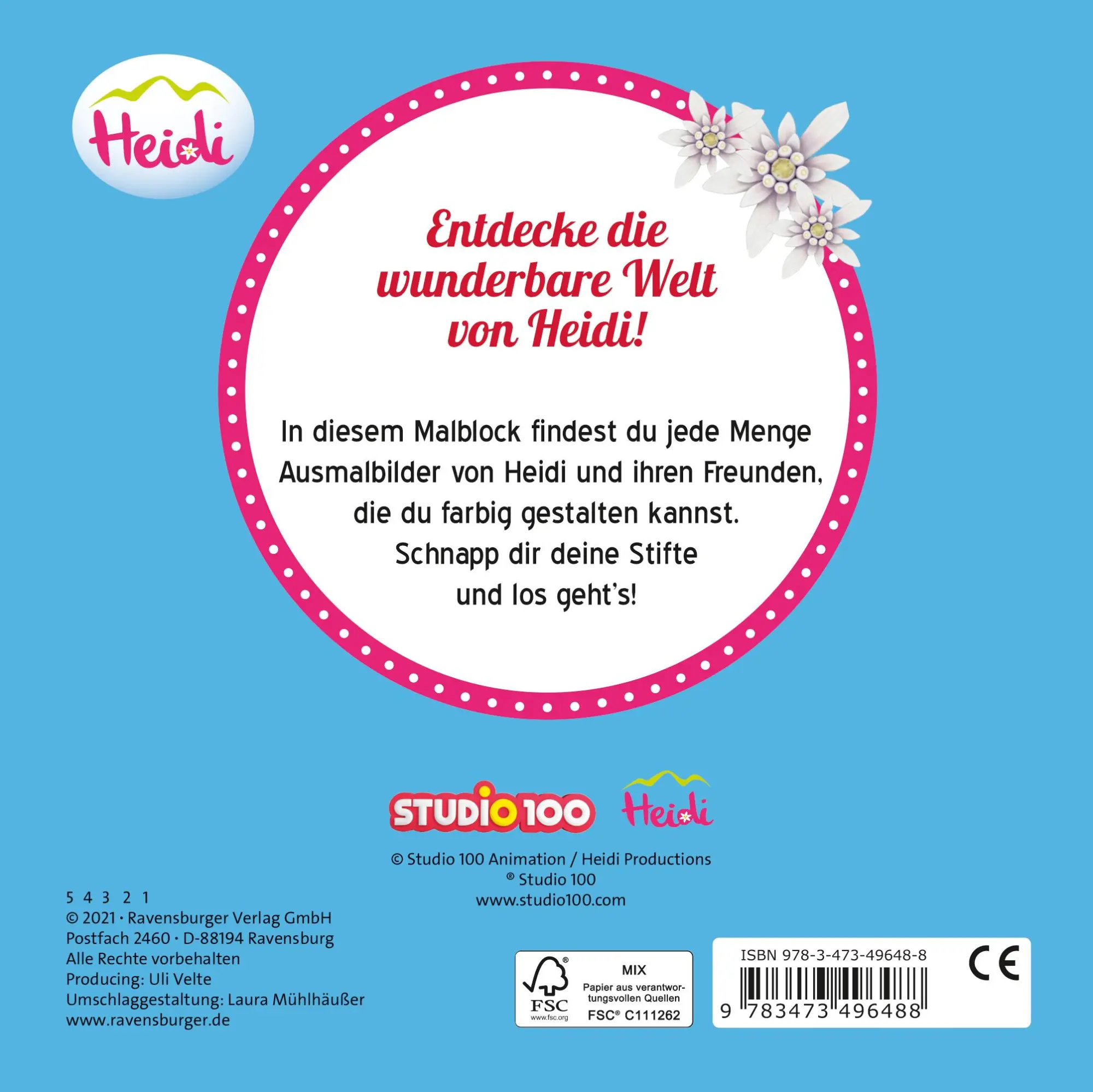 Rückseite: 9783473496488 | Heidi: Mein Malblock | Studio 100 Media GmbH | Taschenbuch | Heidi
