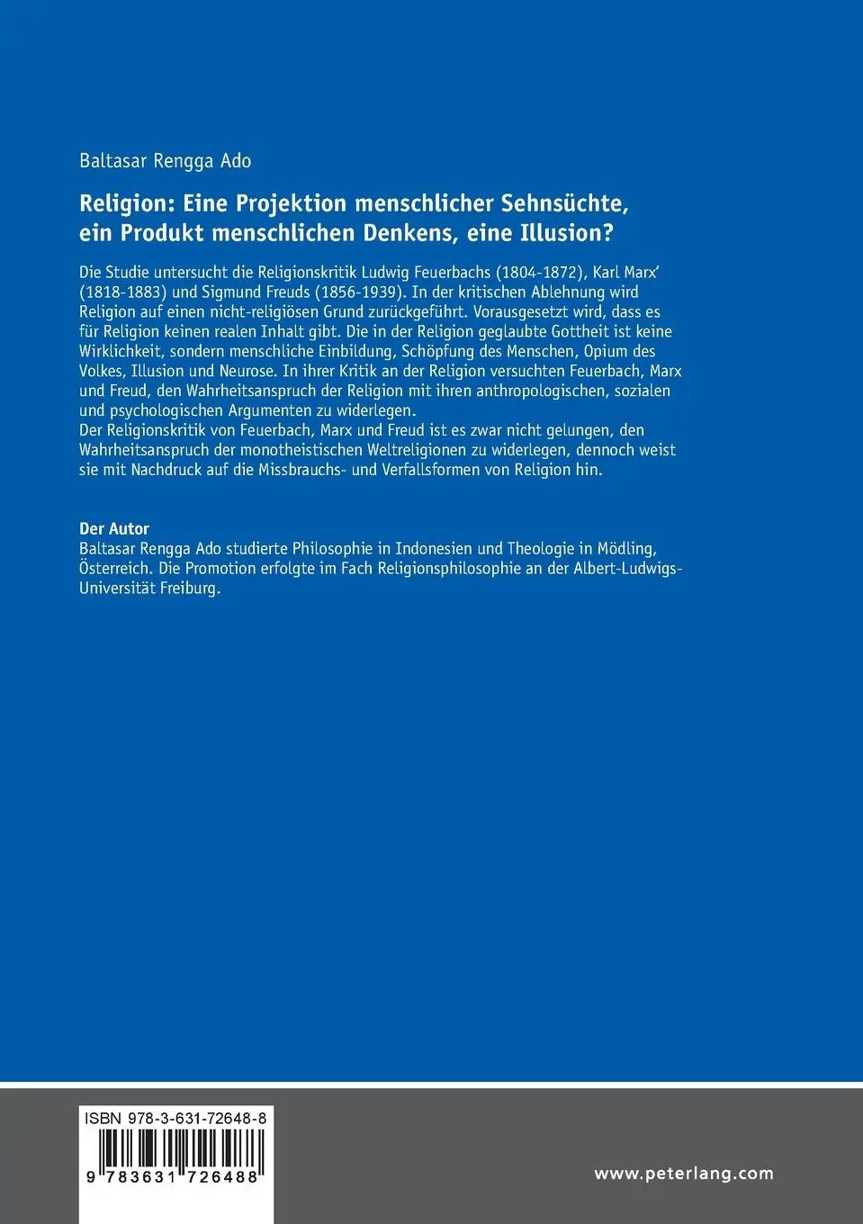 Rückseite: 9783631726488 | Religion: Eine Projektion menschlicher Sehnsüchte, ein Produkt...