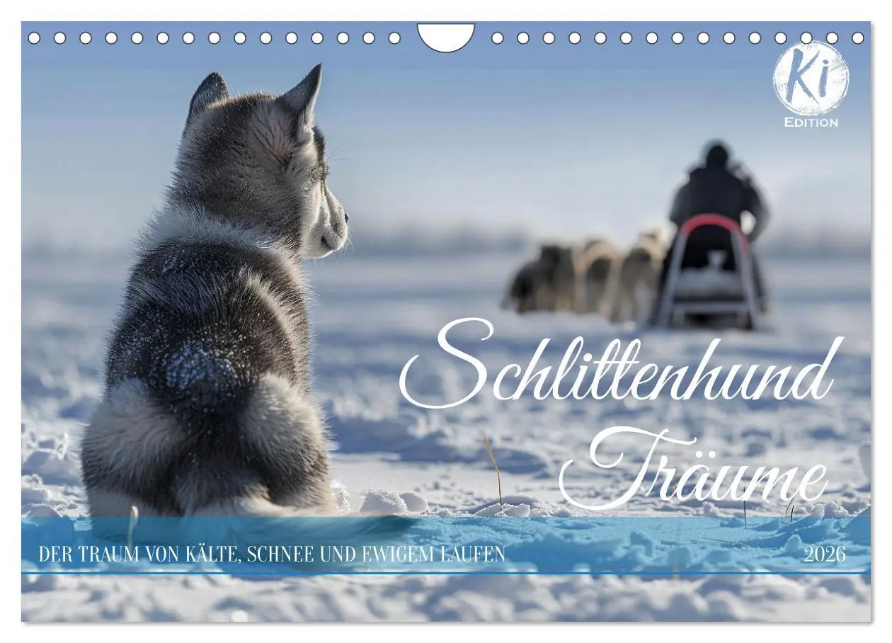 Cover: 9783457336588 | Schlittenhund Träume (Wandkalender 2026 DIN A4 quer), CALVENDO...