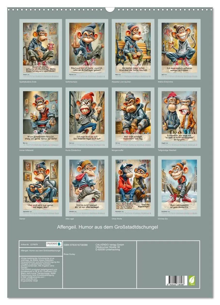 Bild: 9783516736588 | Affengeil. Humor aus dem Großstadtdschungel (Wandkalender 2026 DIN...