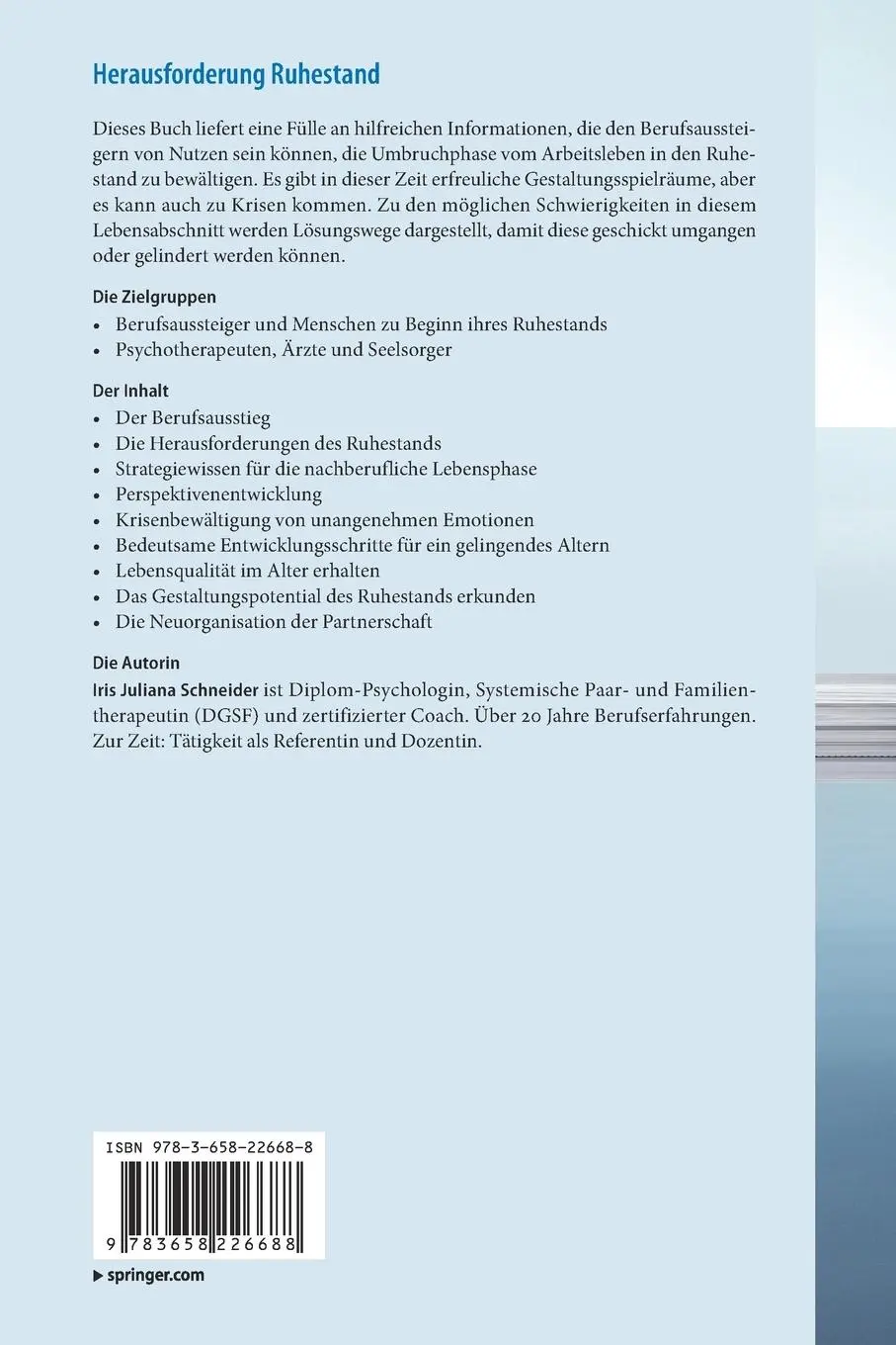 Rückseite: 9783658226688 | Herausforderung Ruhestand - Krise oder Chance? | Schneider | Buch | X