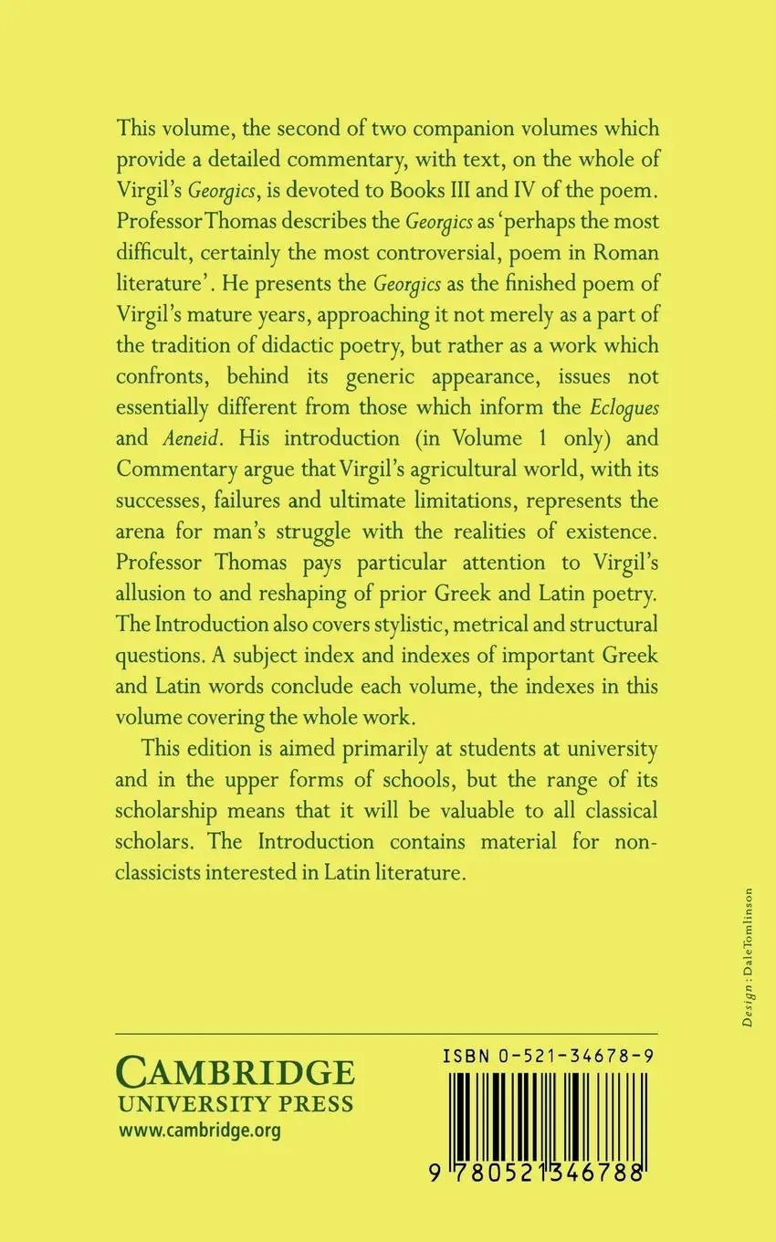 Rückseite: 9780521346788 | Virgil | Georgics: Volume 2, Books III-IV | Virgil | Taschenbuch