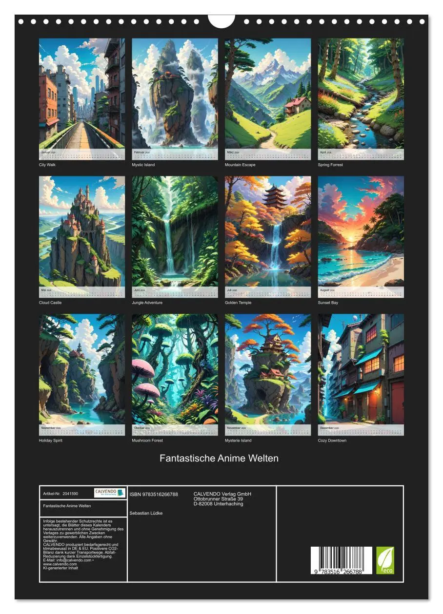 Bild: 9783516266788 | Fantastische Anime Welten (Wandkalender 2026 DIN A3 hoch), CALVENDO...