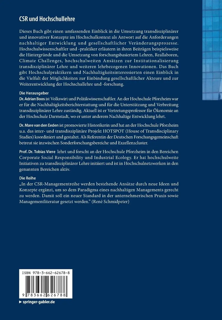 Rückseite: 9783662626788 | CSR und Hochschullehre | Adrian Boos (u. a.) | Taschenbuch | x | 2021