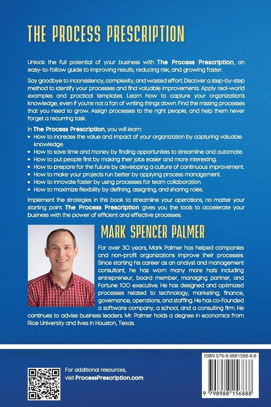 Rückseite: 9798988156888 | The Process Prescription | Mark Spencer Palmer | Taschenbuch | 2023