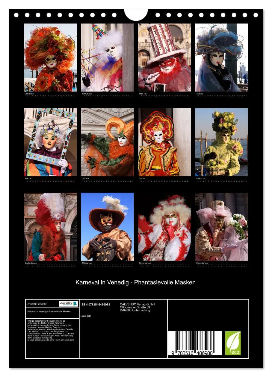 Bild: 9783516486988 | Karneval in Venedig - Phantasievolle Masken (Wandkalender 2026 DIN...