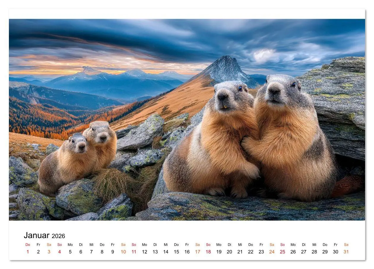 Bild: 9783516626988 | Hallo Murmeltier (Tischkalender 2026 DIN A5 quer), CALVENDO...