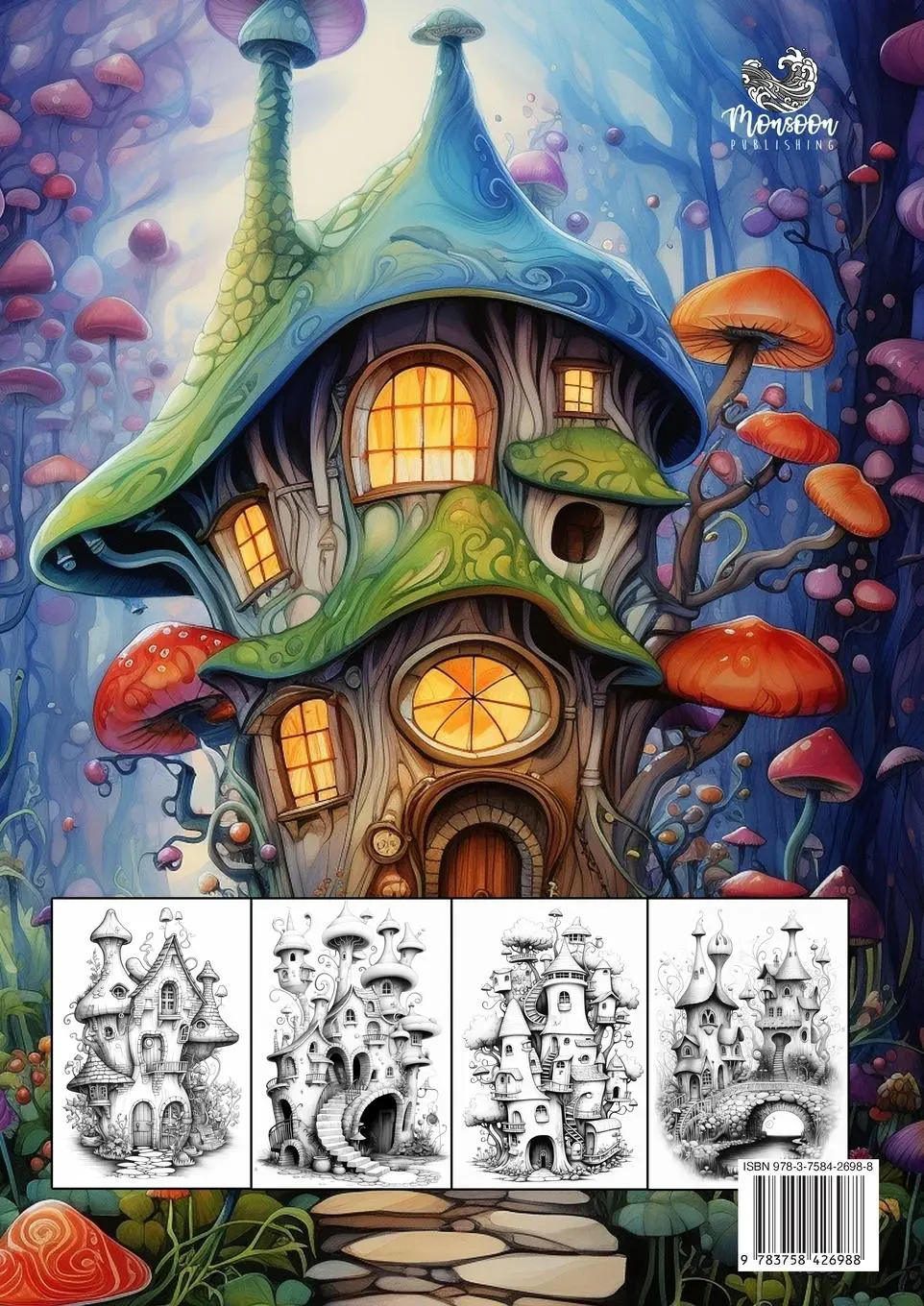 Rückseite: 9783758426988 | Whimsical Homes Coloring Book for Adults | Monsoon Publishing | Buch