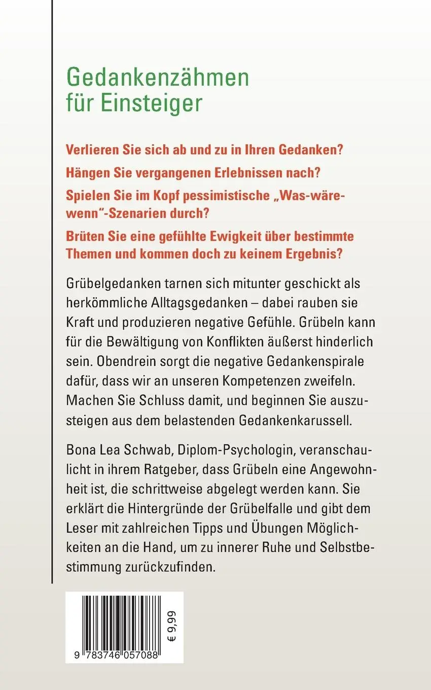 Rückseite: 9783746057088 | Das Anti-Grübel-Buch | Gedankenzähmen für Einsteiger | Bona Lea Schwab