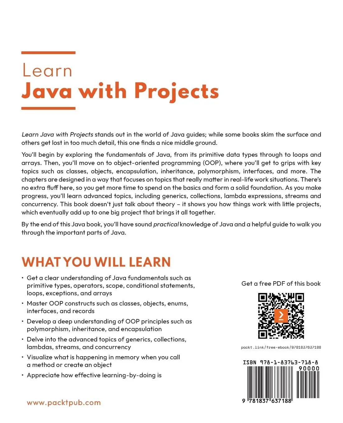 Rückseite: 9781837637188 | Learn Java with Projects | Seán Kennedy (u. a.) | Taschenbuch | 2023