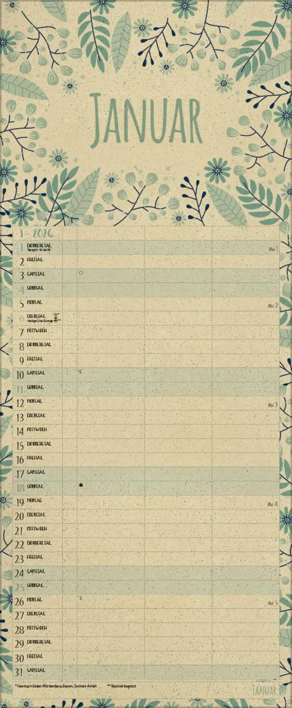 Bild: 9783731887188 | Natural Art Timer für 2 Graspapier 2026 | Korsch Verlag | Kalender