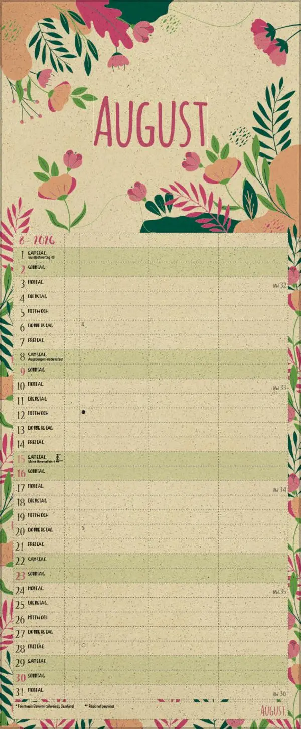 Bild: 9783731887188 | Natural Art Timer für 2 Graspapier 2026 | Korsch Verlag | Kalender