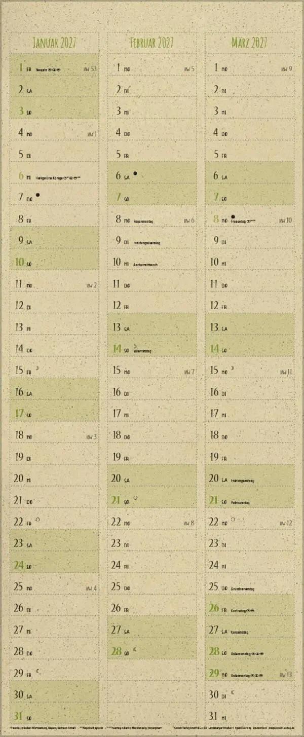 Bild: 9783731887188 | Natural Art Timer für 2 Graspapier 2026 | Korsch Verlag | Kalender
