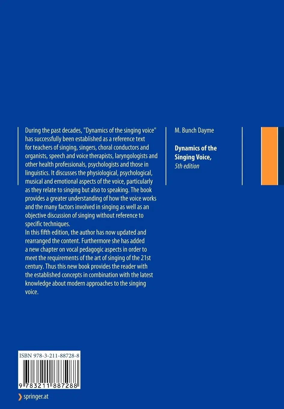 Rückseite: 9783211887288 | Dynamics of the Singing Voice | Meribeth A. Dayme | Taschenbuch | xv